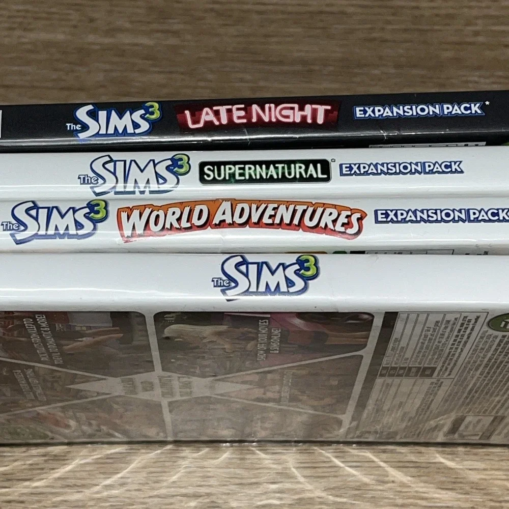 THE SIMS 3 PC Windows Mac Lot of 4 Starter & 3 Expansion Packs Late Night World